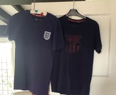 Buy 2 BOYS T Shirts Age 13-14 Bundle  Official England FA & FC Barcelona  Supporters • 7£