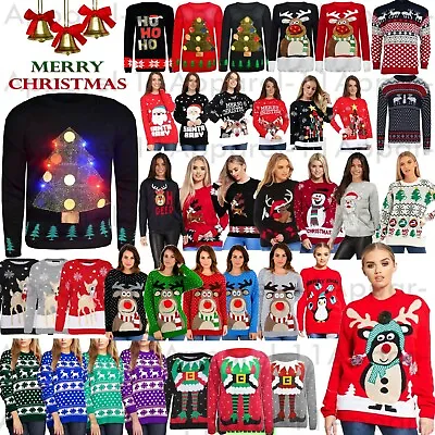 Buy Womens Mens Ladies Unisex Xmas Christmas Jumpers Knit 3D LIGHT Fair Isle Novelty • 13.99£