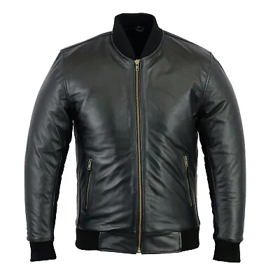 Buy Men's Fashion Classic Soft Napa Leather Bomber Slim Fit Sheep Leather Jacket • 29£