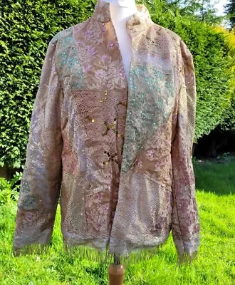Buy Indigo Moon Lace Fringe Tassel Embroidery Sequins Jacket Sz L Uk 14 Festival  • 24.99£