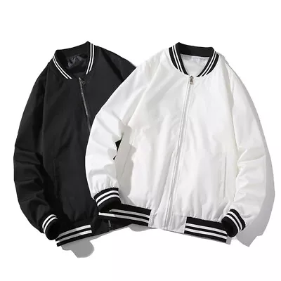 Buy Men’s Jacket Bomber Varsity Baseball Coat Fashion College Zipper Football • 32.40£