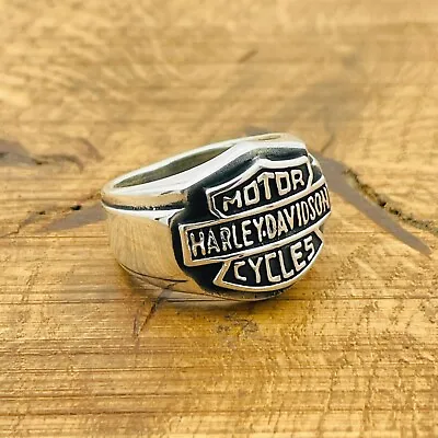 Buy Harley Davidson Ring 925 Sterling Silver Ring Motorcycle Biker Ring All Sizes • 44.88£