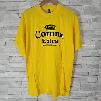 Buy Mens CORONA EXTRA T Shirt Top Yellow Large Cotton Crew Neck  • 12.30£