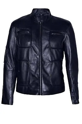 Buy Star Trek Casual Men's Black Deluxe Biker Style Real Soft Nappa Leather Jacket • 109.90£