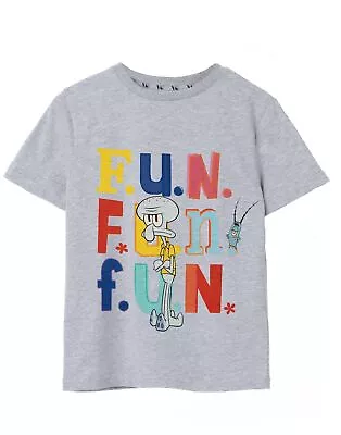 Buy SpongeBob SquarePants Grey Short Sleeved T-Shirt (Boys) • 10.99£