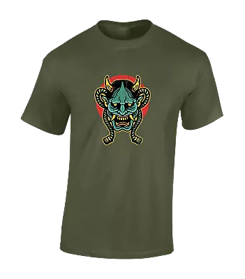 Buy Oni Mask Mens T Shirt Cool Demon Devil Japanese Japan Samurai Vintage Retro • 7.99£