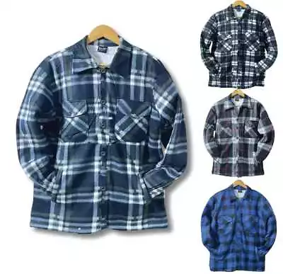 Buy Mens Lumberjack Sherpa Fur Linning Fleece Check Shirt Casual Coat Jacket M-3XL • 14.98£