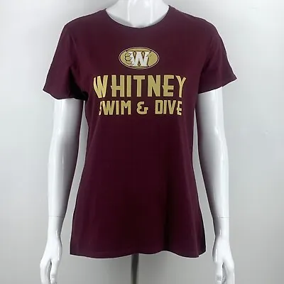 Buy Nike T-Shirt Vintage Swoosh Y2K Sports Tee Whitney, Burgundy Red, UK Large • 12£