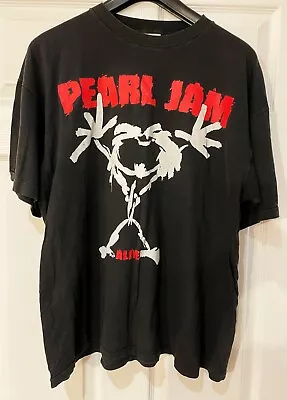 Buy Pearl Jam T Shirt 1992 93 VINTAGE ORIGINAL Alive L Stick Man RARE GRUNGE 1990s • 70£