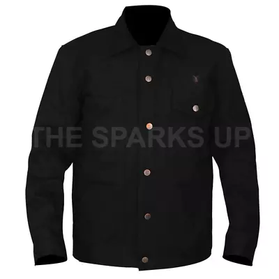 Buy Mens Rip Wheeler Stylish Cole Hauser Yellowstone Denim Black Cotton Wear Jacket • 99.99£