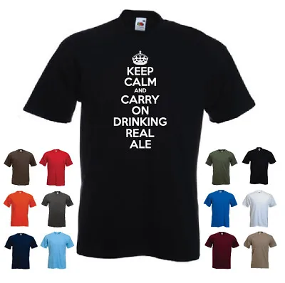 Buy  Keep Calm And Carry On Drinking Real Ale  Men's Custom T-shirt • 11.69£