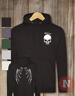 Buy Angel Wings Hoodie Cute Skeleton Y2K Grunge Skull Angelic Hooded Sweatshirt Top • 26.99£
