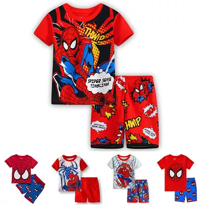 Buy Toddler Baby Kids Boys Spiderman Short Sleeve T-Shirt Shorts Outfits Clothes Set • 10.21£