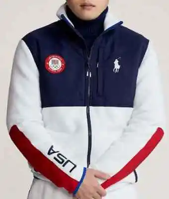 Buy 2022 Olympics Closing Ceremony Team USA Navy Blue And White Varsity Wool Jacket • 142.29£