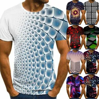 Buy Men's Casual 3D Psychedelic Optical Illusion Hypnosis T-Shirt Fashion Tee Shirt • 8.35£