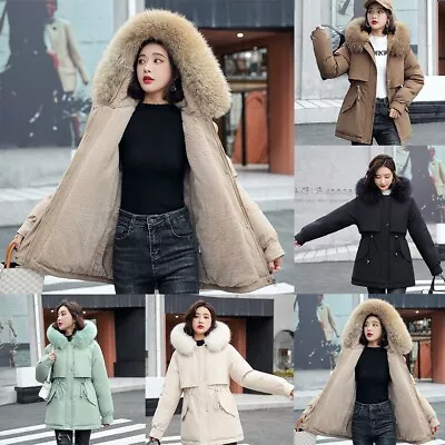 Buy Warm Hooded Fleece Padded Coat, Ladies Faux Fur Jacket Outwear For Women Beige • 36.19£