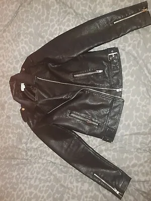 Buy Topshop Ladies Faux Leather Black Jacket Size 10 Excellent Condition  • 35£