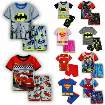 Buy Kids Boy Spiderman Batman Short Sleeve Pyjamas Set Printed T-Shirt Shorts Outfit • 6.88£