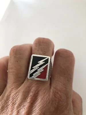 Buy Vintage Red Coral Southwestern Mens Ring Silver White Bronze Size 9.5 • 42.42£
