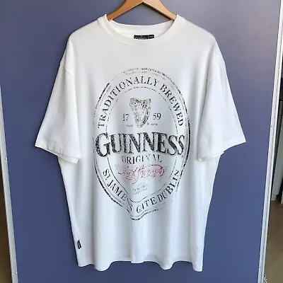 Buy GUINNESS Official Merchandise T-Shirt Cream Men's 2XL Relaxed Fit Graphic Print • 24.99£