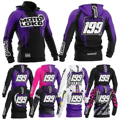 Buy Purple Customised Sublimated Hoodie (Kids) Motocross Motorsport Mx Name Number • 54.99£
