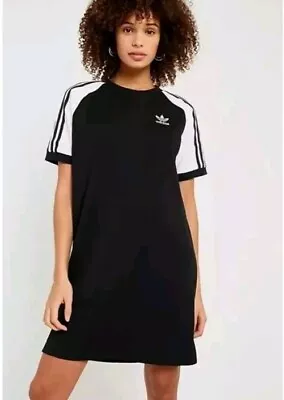 Buy Adidas Originals Womens Striped Raglan Sleeve T Shirt Dress Black BNWT Size 12/M • 17.99£
