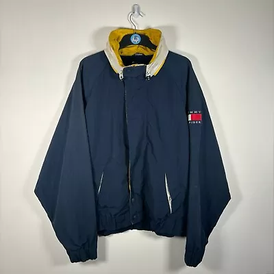 Buy TOMMY HILFIGER Jacket Vintage 90s Spell Out Flag Logo Mesh Lined Mens Blue - XL • 24.99£
