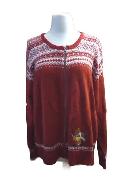 Buy Disney Winnie The Pooh Sweater Sz 2X Wool Blend Full Zip Women Christmas Jacket  • 25.48£