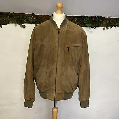 Buy VINTAGE MENS SUEDE BOMBER JACKET SIZE L XL LIGHT BROWN LEATHER ROVER & LAKES Sj3 • 32£