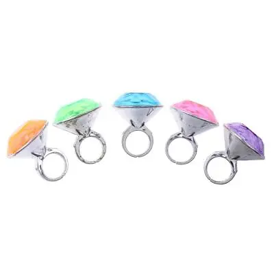 Buy Kids Party Favor Toy Colorful Plastic Diamond Rings Jewelry - Pack Of 5pcs • 4.99£