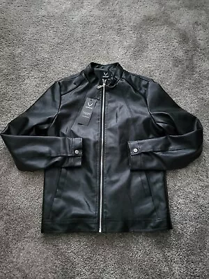 Buy Black Faux Leather Jacket UK M BNWT Biker AOWOFS • 40£