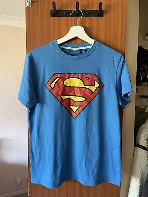 Buy DC Comics Men’s Blue Superman Graphic Short Sleeve T-Shirt Size M • 8£
