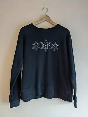 Buy Field Gear Black Sparkly Christmas / Winter Jumper / Sweater - Women's Medium • 12.95£
