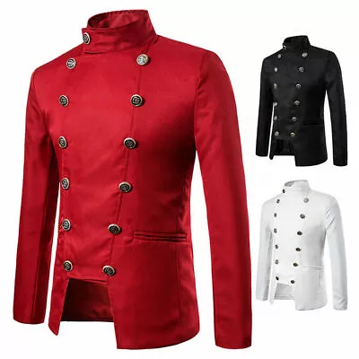 Buy Mens Double-Breasted Hussar Jacket Artillery Drummer Steampunk Blazers Tops NEW • 37.19£