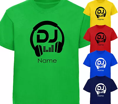 Buy Personalised Dj Headphones T-Shirt Dj T Shirt Kids Childrens Boys Girls Present • 9.25£