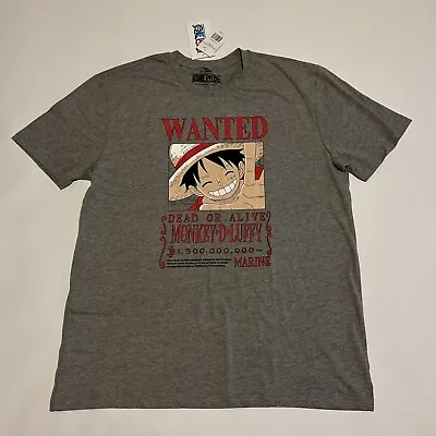 Buy One Piece Luffy Wanted Poster Anime X-Large Short-Sleeve Graphic T-Shirt NWT • 18.75£