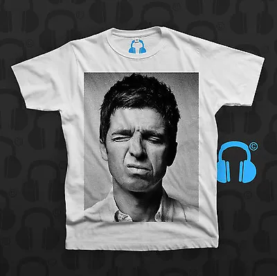 Buy Music Threads Noel Gallagher, High Flying Birds, Oasis White Crew Neck T-shirt • 19.99£
