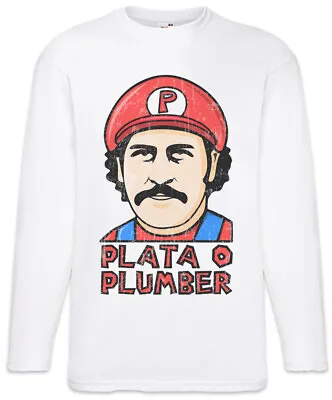 Buy Plata O Plumber Long Sleeve T-Shirt Pablo Narcos Fun Games Gaming Plomo • 27.54£