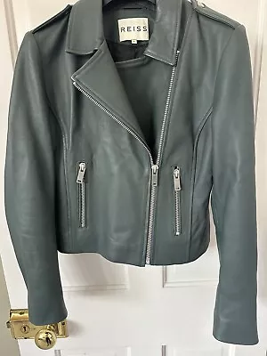 Buy Reiss Leather Jacket Size Medium Dark Green BNWOT • 75£