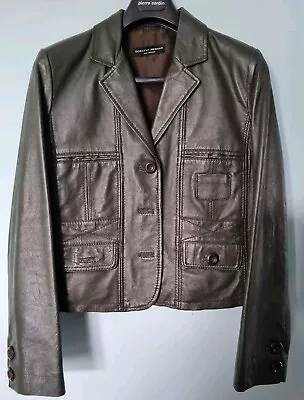 Buy Vintage Dorothy Perkins Ladies Genuine Short Green Leather Jacket Size 16 • 39.99£