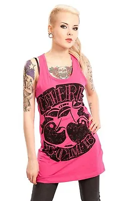 Buy Vixxsin Clothing Rockabilly Punk Tattoo Lady Cherry Cherries Pink Mini Dress • 19.52£