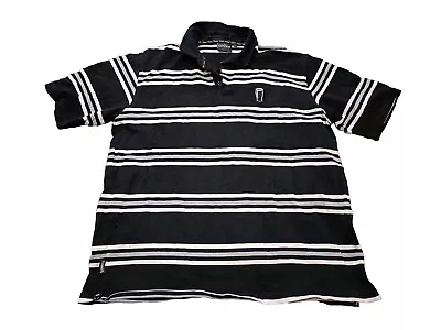 Buy Guinness Mens 2XL Black Polo T-shirt With White/Grey Bands Thick Cotton • 16£