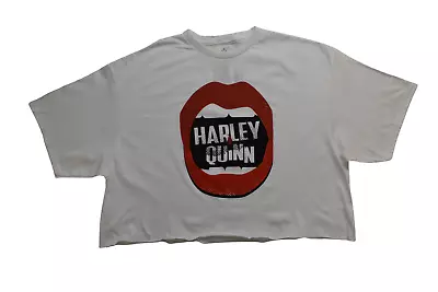 Buy The Suicide Squad Womens Harley Quinn Lips Bite White Crop Top Shirt NWT XL/XLT • 9.46£