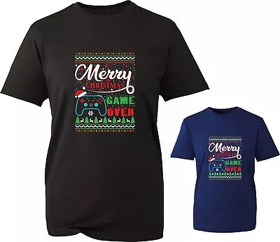 Buy Merry Christmas Game Over T Shirt Video Game Gaming Reindeer Snowflakes Xmas Top • 11.99£