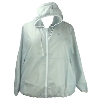 Buy NWT Full Beauty Sport Plus Size 2X Windbreaker Jacket Hood Attached Carry Pouch • 19.14£