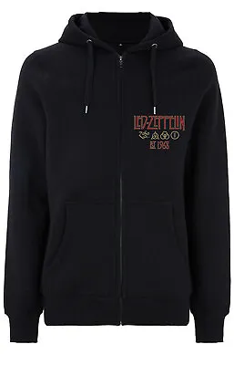 Buy Official Led Zeppelin Zeppelin And Smoke Zip Up Black Hoodie Hooded Sweatshirt • 44.95£