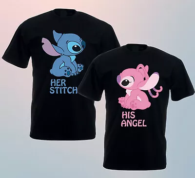 Buy Angel Stitch T-Shirt, Disney Couple Tee,Disney Couple Unisex Adults Kids Tee Top • 12.99£