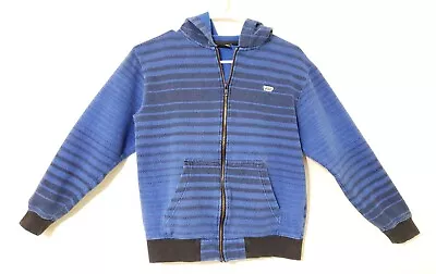 Buy Vans Classic 2014 Black & Blue Striped Zip Up Hoodie Youth Medium Sweat Jacket • 7.87£