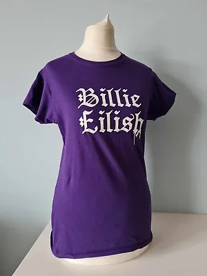 Buy Billie Eilish Teeshirt Purple White Gothic • 12£