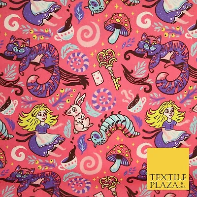 Buy Candy Pink Magical Alice In Wonderland Digital Print 100% Cotton Fabric 8226 • 7.99£